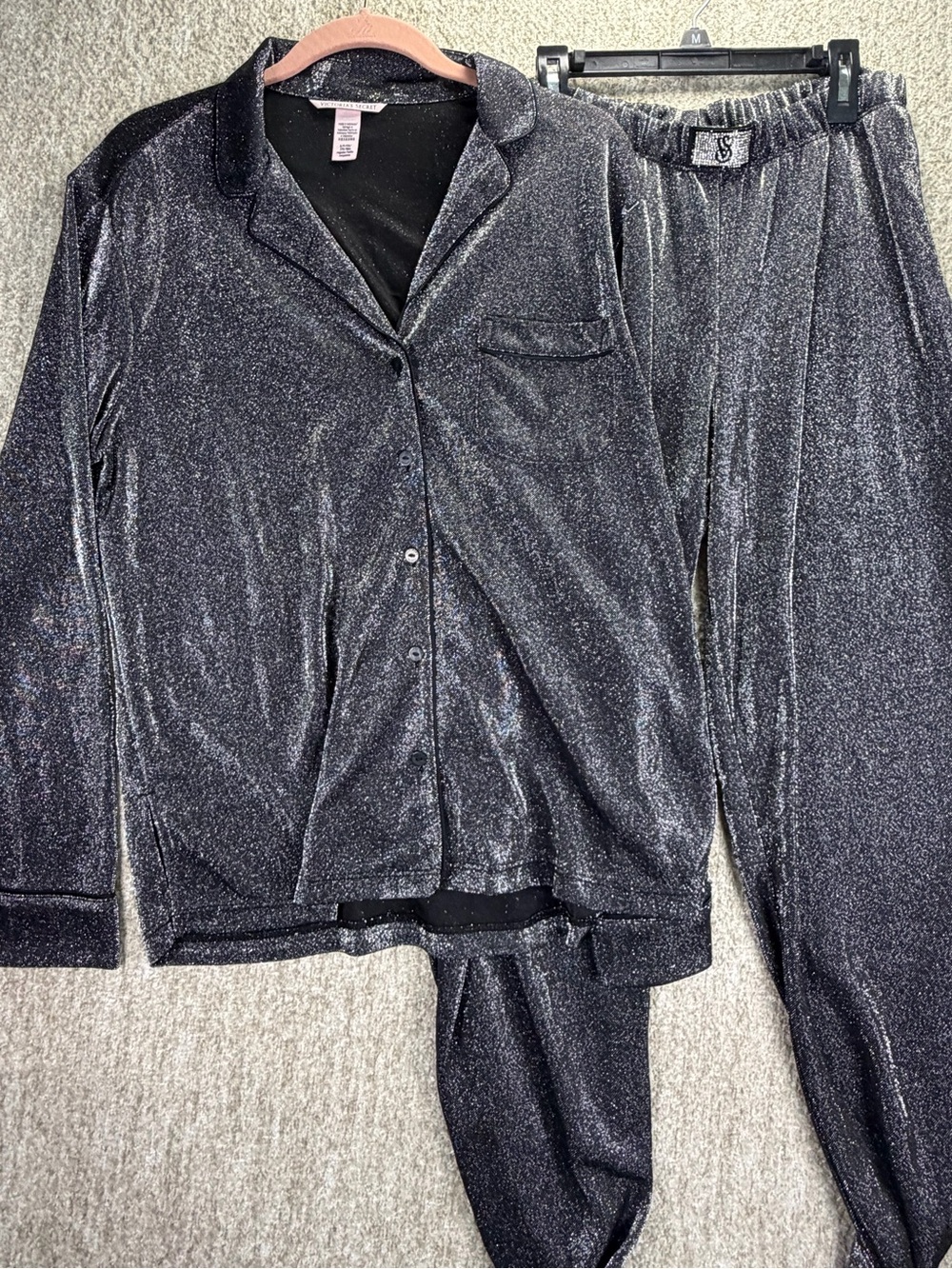 Victoria's Secret Shimmery Black Pajama Set